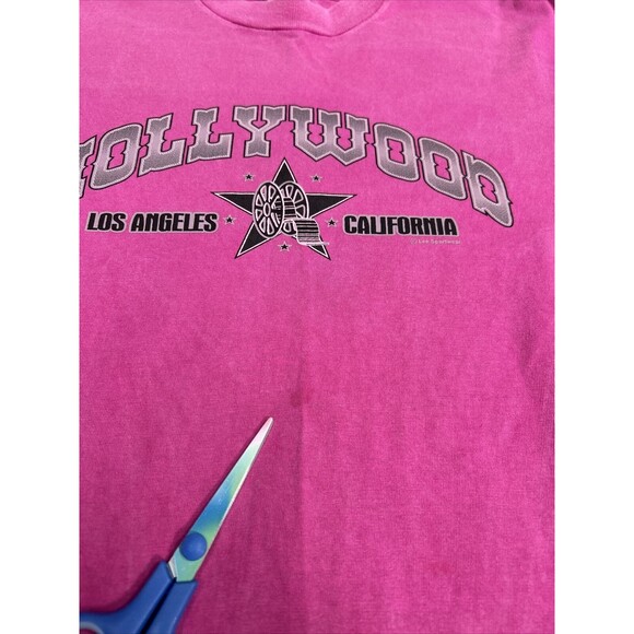 Vtg Pink Single Stitch Hollywood Los Angeles California Graphic T-Shirt Size L - Picture 3 of 9